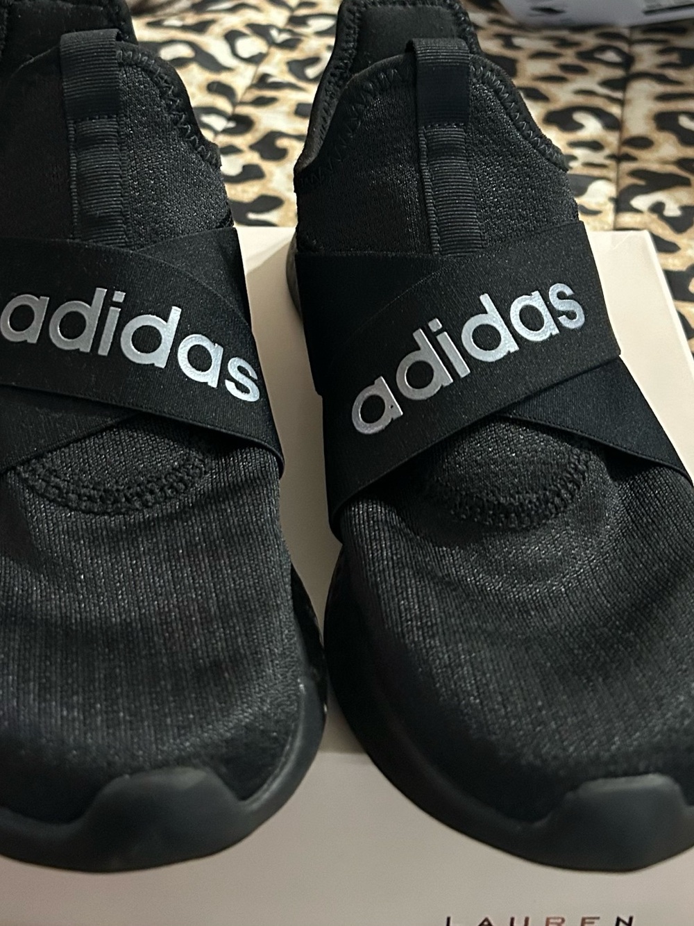adidas Womens Black Slip-On Athletic Sneakers